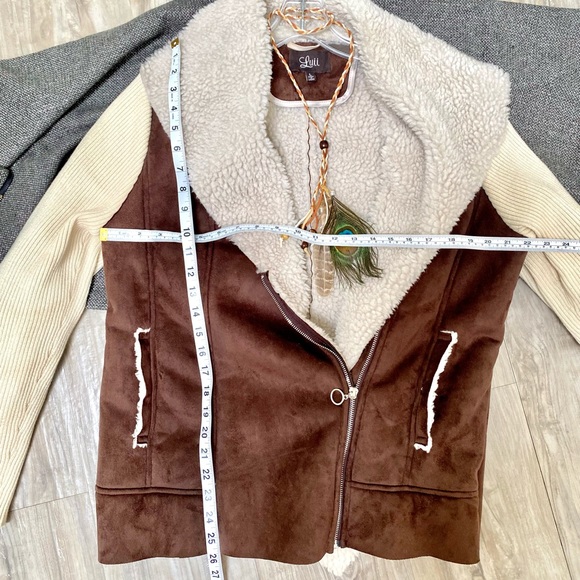 Teddy/Sherpa Moto fall jacket w vegan suede leathen & western/boho/country vibe - Picture 16 of 16